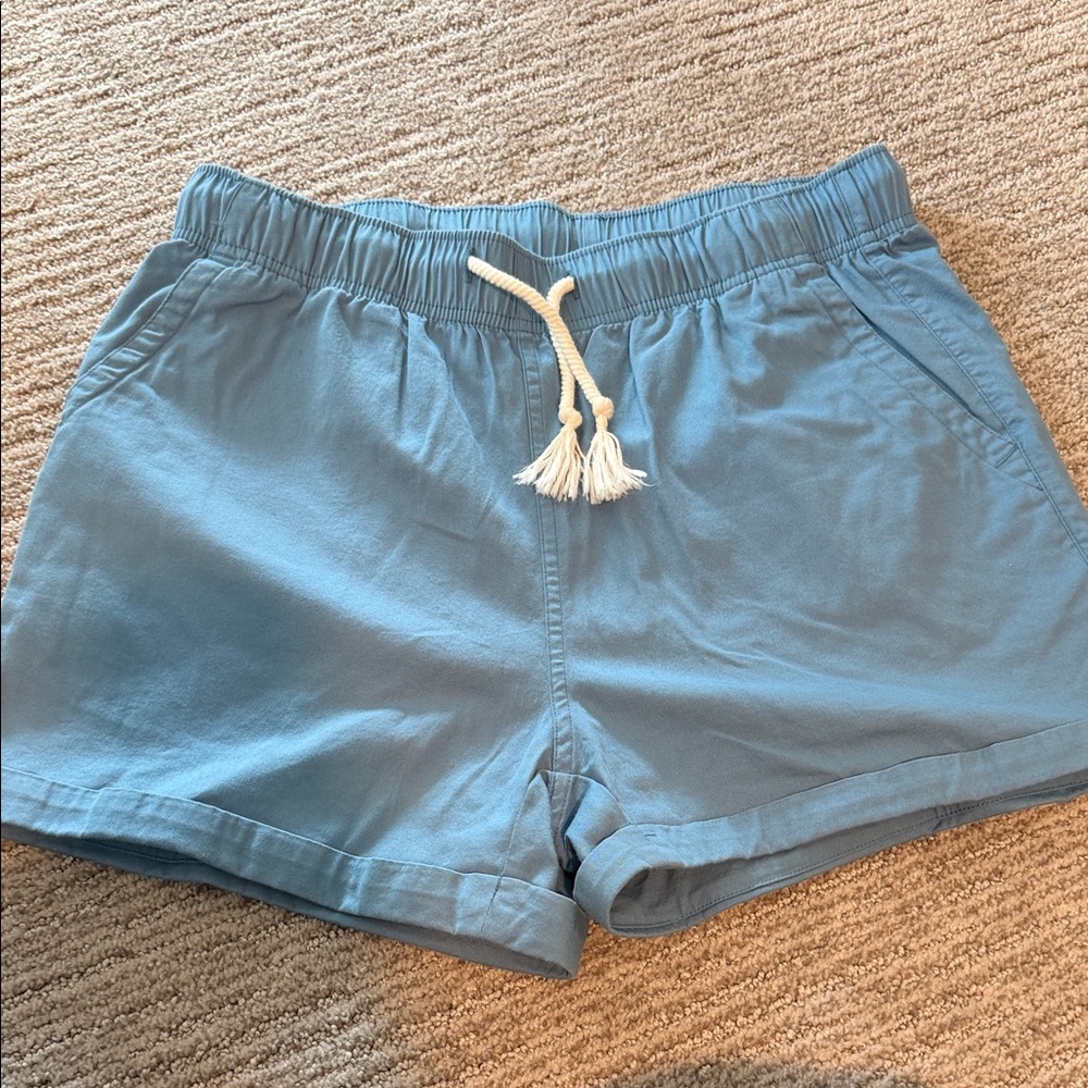 Casual High-Waist Drawstring Shorts in Sky Blue